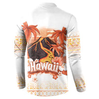 Hawaiian Volcano Lava Flow Button Sweatshirt With Hawaiian Tapa Pattern LT05 - Polynesian Pride