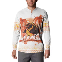 Hawaiian Volcano Lava Flow Button Sweatshirt With Hawaiian Tapa Pattern LT05 - Polynesian Pride
