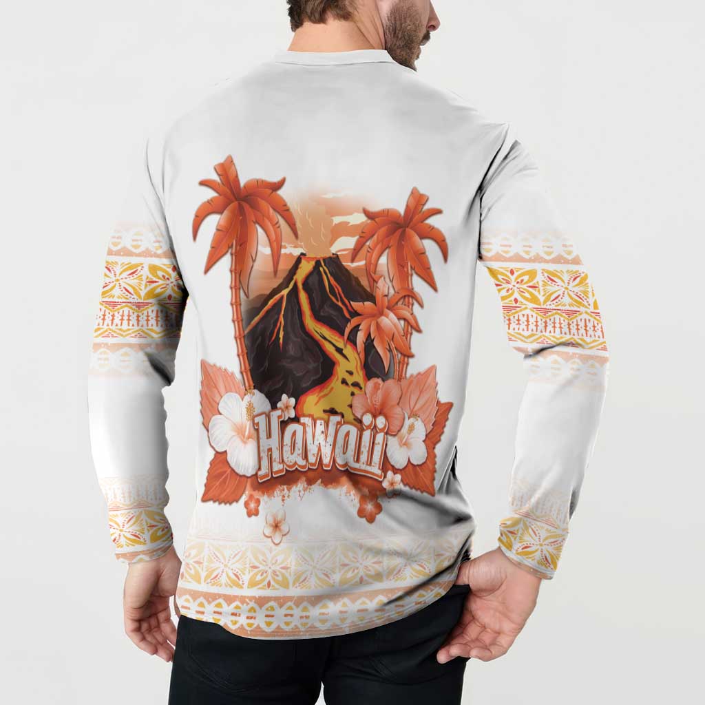 Hawaiian Volcano Lava Flow Button Sweatshirt With Hawaiian Tapa Pattern LT05 - Polynesian Pride