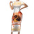 Hawaiian Volcano Lava Flow Family Matching Short Sleeve Bodycon Dress and Hawaiian Shirt With Hawaiian Tapa Pattern