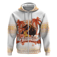 Hawaiian Volcano Lava Flow Hoodie With Hawaiian Tapa Pattern LT05 Zip Hoodie Orange - Polynesian Pride