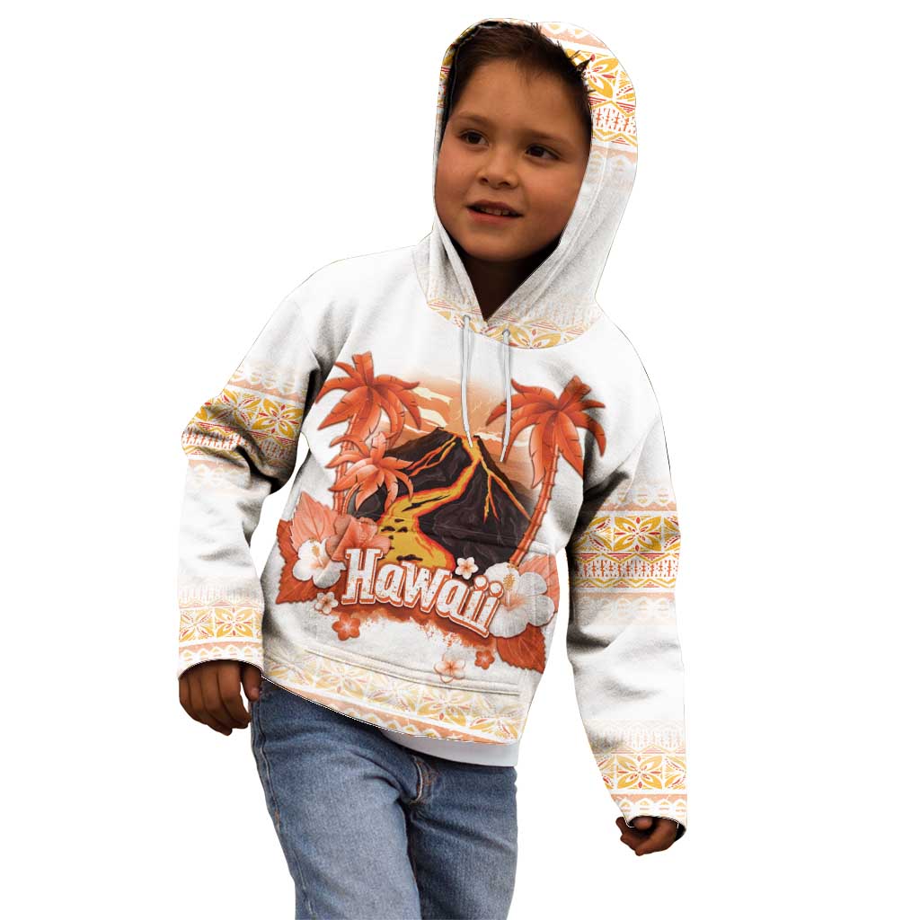 Hawaiian Volcano Lava Flow Kid Hoodie With Hawaiian Tapa Pattern LT05 - Polynesian Pride