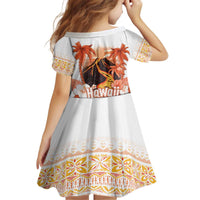 Hawaiian Volcano Lava Flow Kid Short Sleeve Dress With Hawaiian Tapa Pattern LT05 - Polynesian Pride