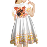 Hawaiian Volcano Lava Flow Kid Short Sleeve Dress With Hawaiian Tapa Pattern LT05 - Polynesian Pride