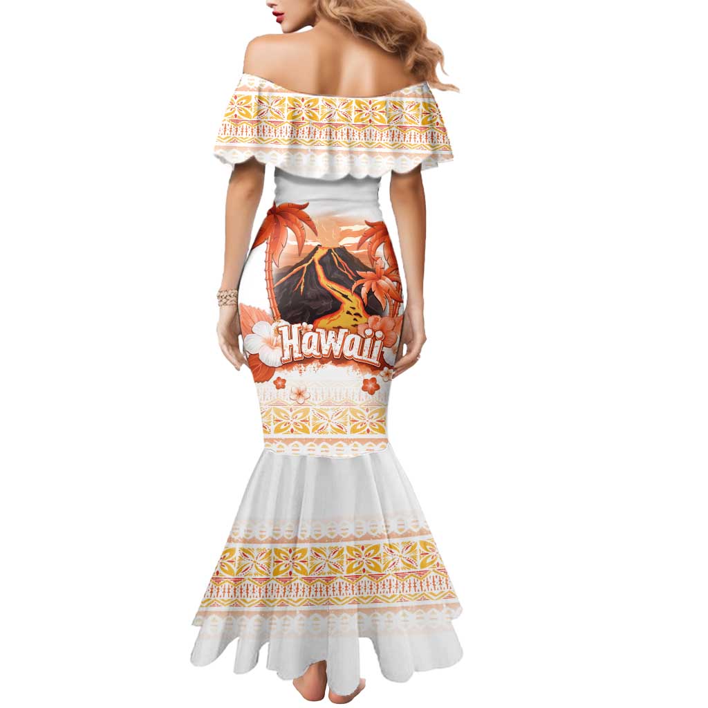 Hawaiian Volcano Lava Flow Mermaid Dress With Hawaiian Tapa Pattern LT05 - Polynesian Pride