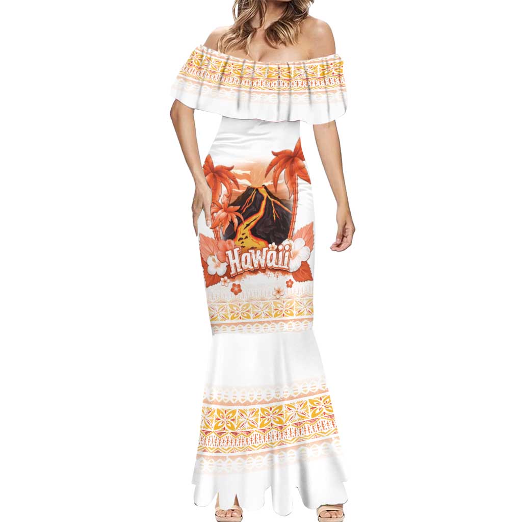 Hawaiian Volcano Lava Flow Mermaid Dress With Hawaiian Tapa Pattern LT05 - Polynesian Pride