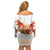 Hawaiian Volcano Lava Flow Off Shoulder Short Dress With Hawaiian Tapa Pattern