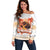 Hawaiian Volcano Lava Flow Off Shoulder Sweater With Hawaiian Tapa Pattern