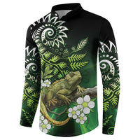 Aotearoa New Zealand Tuatara Button Sweatshirt Maori Koru Art LT05 - Polynesian Pride