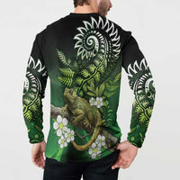 Aotearoa New Zealand Tuatara Button Sweatshirt Maori Koru Art LT05 - Polynesian Pride