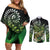 Aotearoa New Zealand Tuatara Couples Matching Off Shoulder Short Dress and Long Sleeve Button Shirt Maori Koru Art