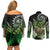 Aotearoa New Zealand Tuatara Couples Matching Off Shoulder Short Dress and Long Sleeve Button Shirt Maori Koru Art