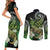 Aotearoa New Zealand Tuatara Couples Matching Short Sleeve Bodycon Dress and Long Sleeve Button Shirt Maori Koru Art