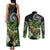 Aotearoa New Zealand Tuatara Couples Matching Tank Maxi Dress and Long Sleeve Button Shirt Maori Koru Art