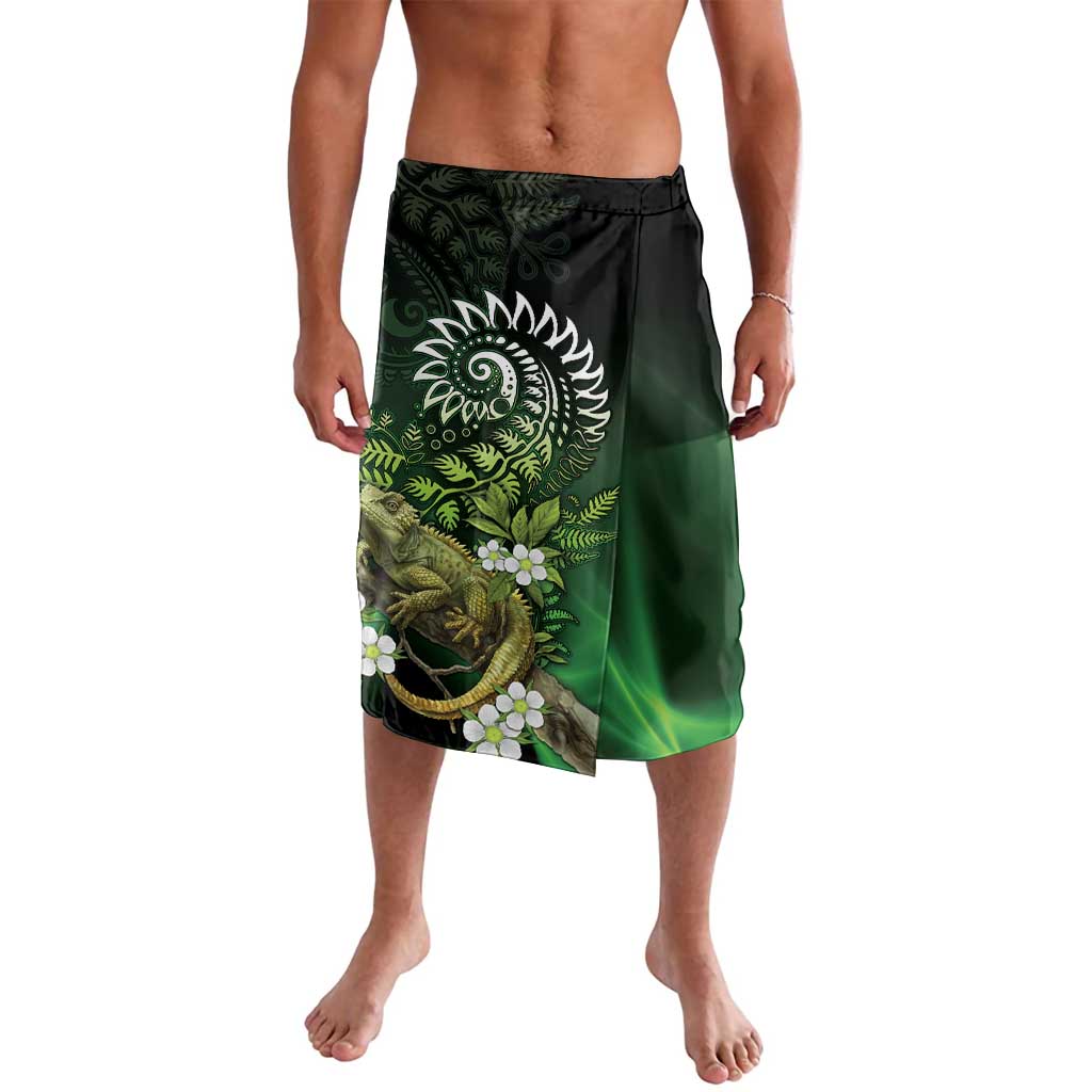 Aotearoa New Zealand Tuatara Lavalava Maori Koru Art LT05 Green - Polynesian Pride