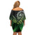 Aotearoa New Zealand Tuatara Off Shoulder Short Dress Maori Koru Art