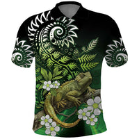 Aotearoa New Zealand Tuatara Polo Shirt Maori Koru Art LT05 Green - Polynesian Pride