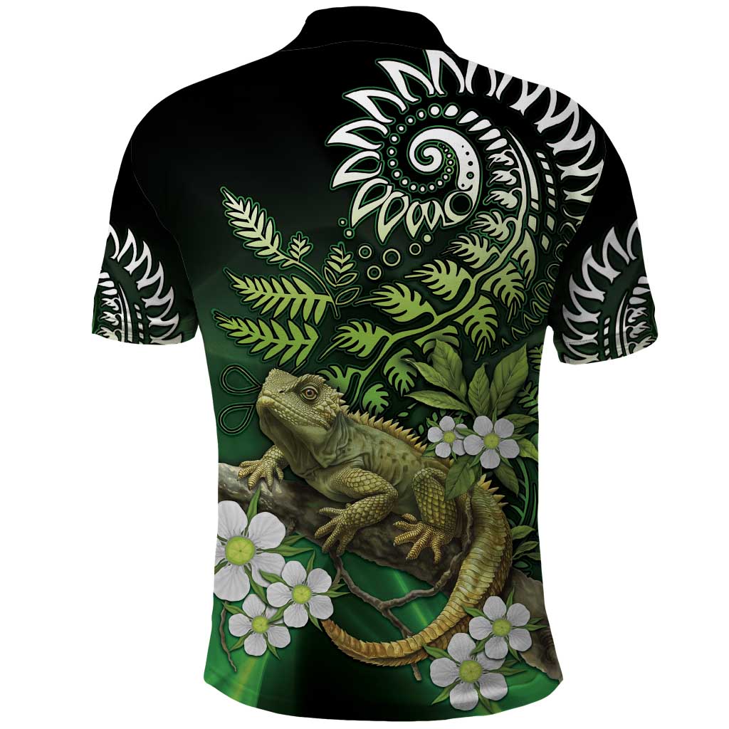 Aotearoa New Zealand Tuatara Polo Shirt Maori Koru Art LT05 - Polynesian Pride