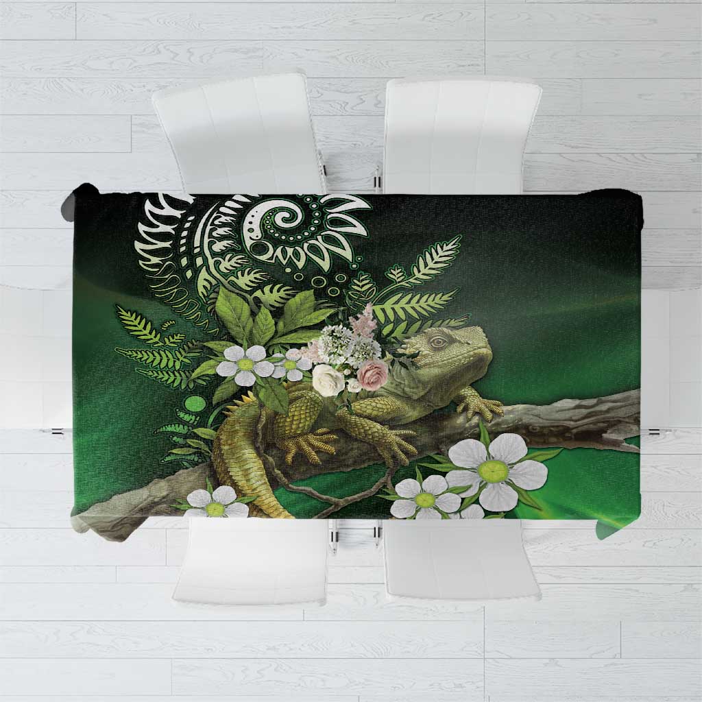 Aotearoa New Zealand Tuatara Tablecloth Maori Koru Art