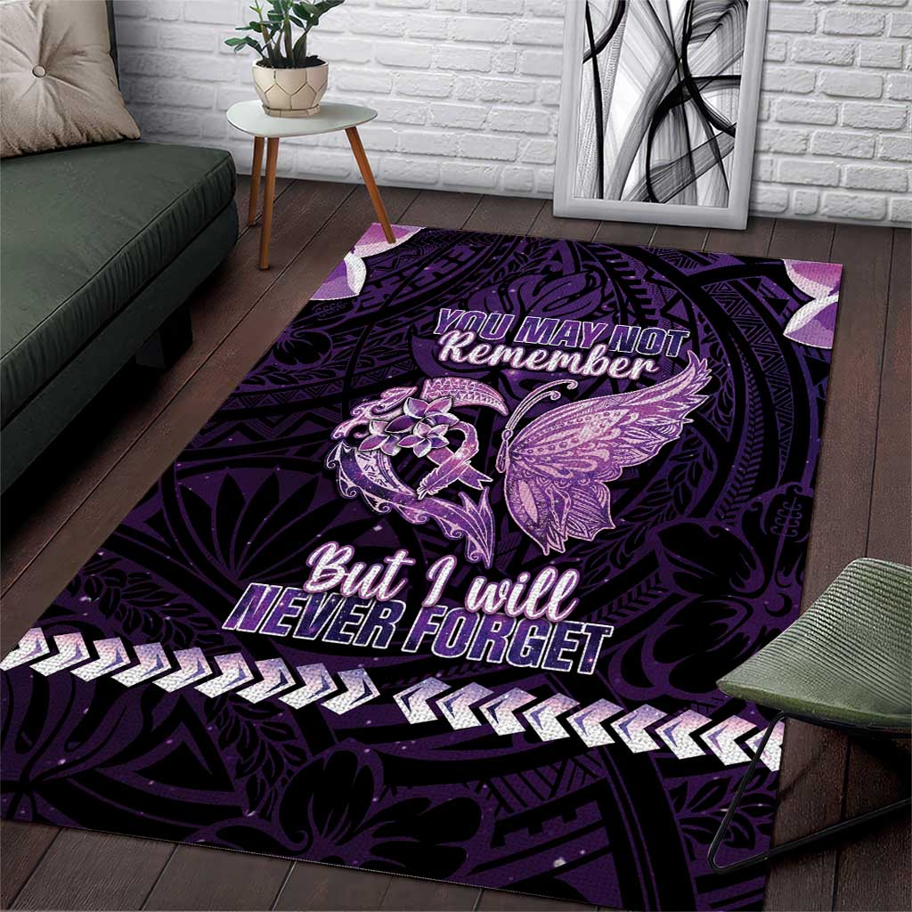 Alzheimer's Awareness Area Rug You May Not Remember But I Will Never Forget LT05 Purple - Polynesian Pride