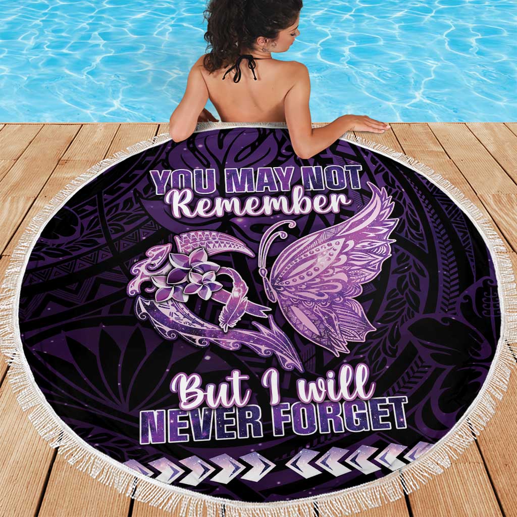 Alzheimer's Awareness Beach Blanket You May Not Remember But I Will Never Forget LT05 - Polynesian Pride