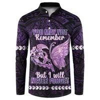 Personalised Alzheimer's Awareness Button Sweatshirt You May Not Remember But I Will Never Forget LT05 Purple - Polynesian Pride