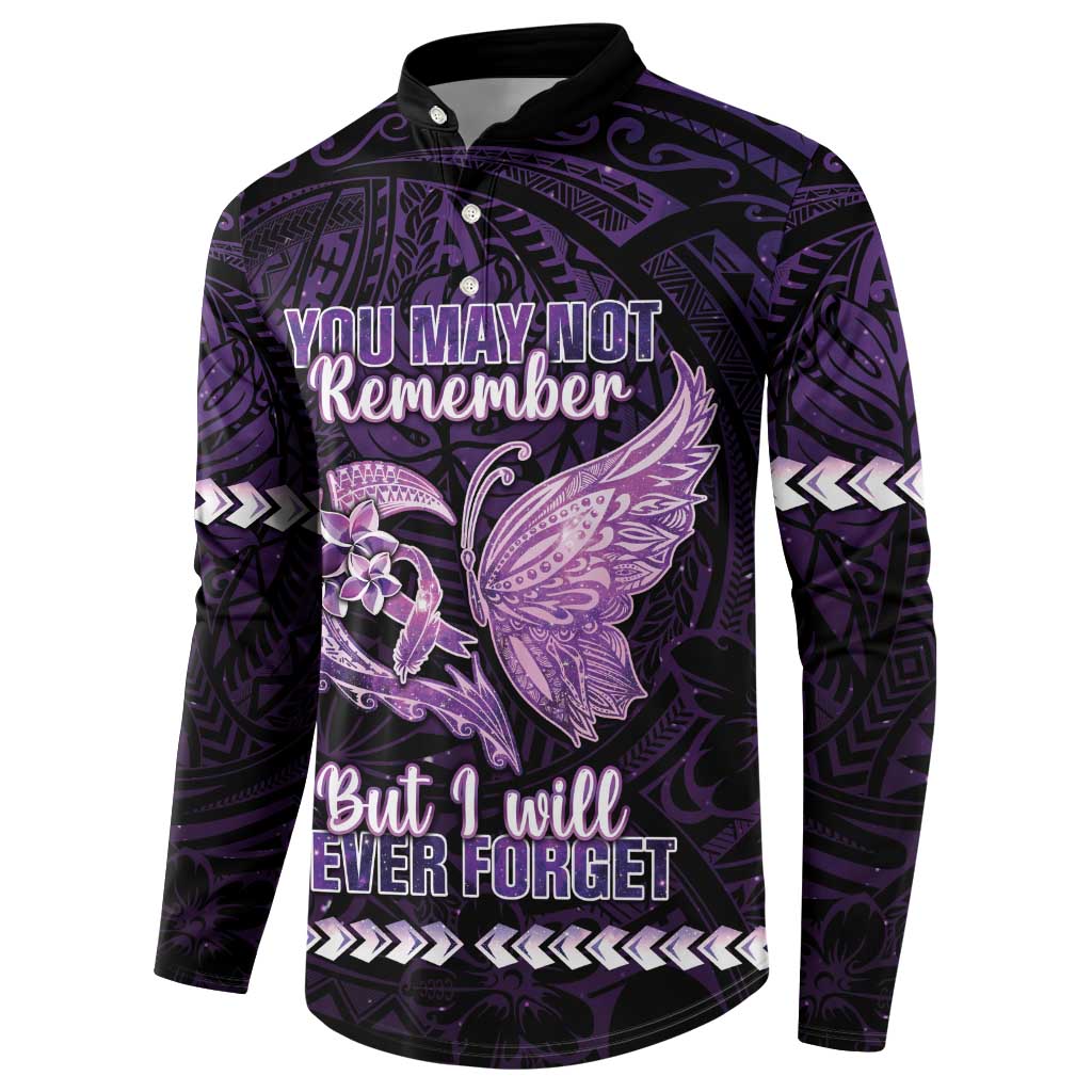 Personalised Alzheimer's Awareness Button Sweatshirt You May Not Remember But I Will Never Forget LT05 - Polynesian Pride