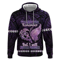 Personalised Alzheimer's Awareness Hoodie You May Not Remember But I Will Never Forget LT05 Pullover Hoodie Purple - Polynesian Pride