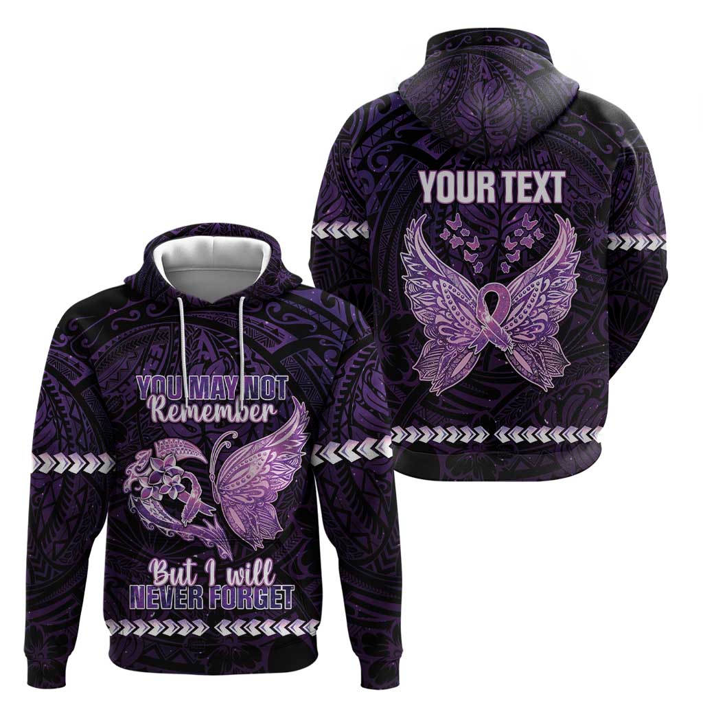Personalised Alzheimer's Awareness Hoodie You May Not Remember But I Will Never Forget LT05 - Polynesian Pride