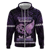 Personalised Alzheimer's Awareness Hoodie You May Not Remember But I Will Never Forget LT05 Zip Hoodie Purple - Polynesian Pride