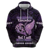 Personalised Alzheimer's Awareness Hoodie You May Not Remember But I Will Never Forget LT05 - Polynesian Pride