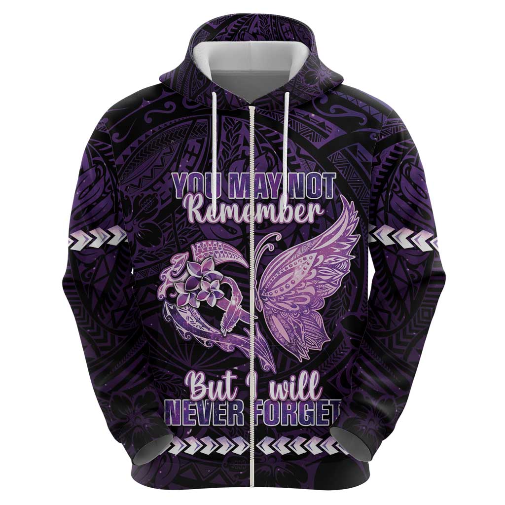 Personalised Alzheimer's Awareness Hoodie You May Not Remember But I Will Never Forget LT05 - Polynesian Pride