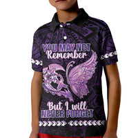 Personalised Alzheimer's Awareness Kid Polo Shirt You May Not Remember But I Will Never Forget LT05 Kid Purple - Polynesian Pride