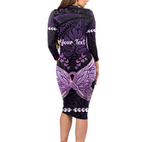 Personalised Alzheimer's Awareness Long Sleeve Bodycon Dress You May Not Remember But I Will Never Forget LT05 - Polynesian Pride