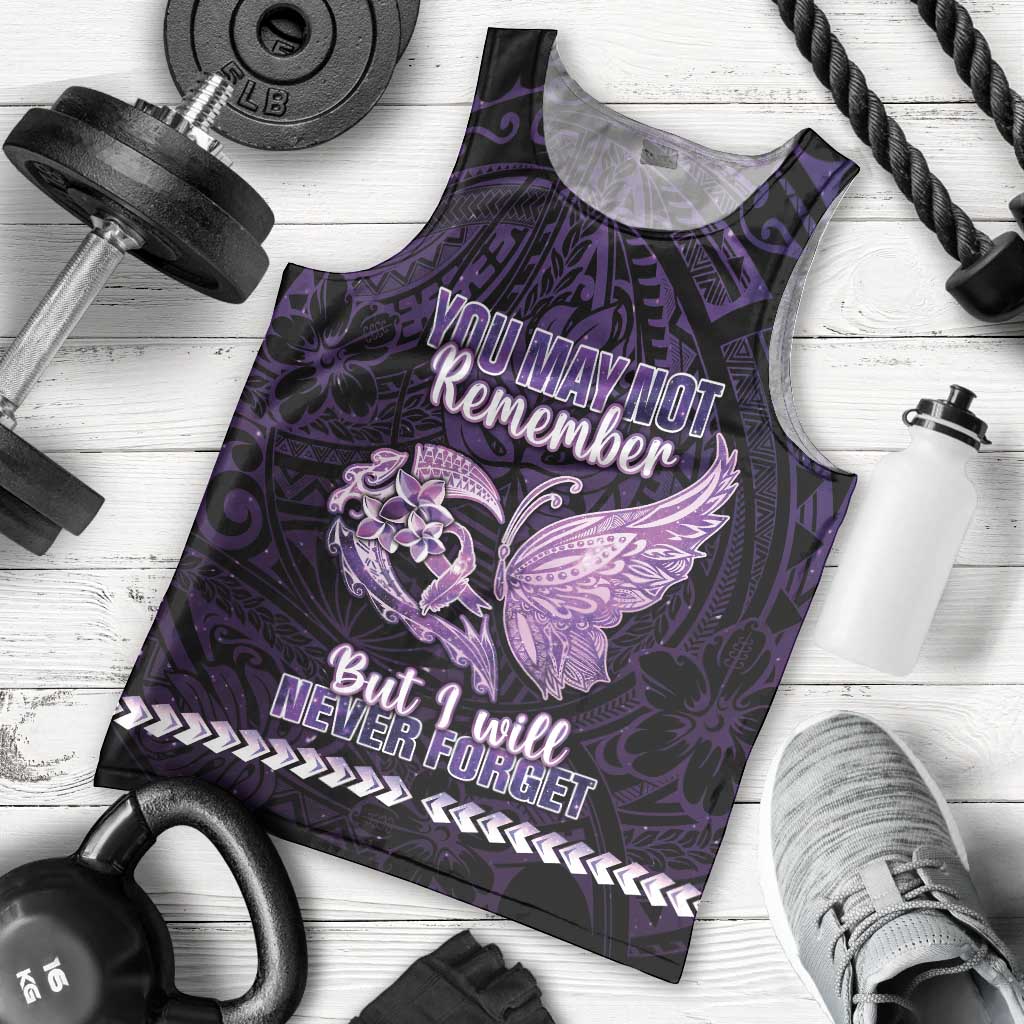 Personalised Alzheimer's Awareness Men Tank Top You May Not Remember But I Will Never Forget LT05 - Polynesian Pride