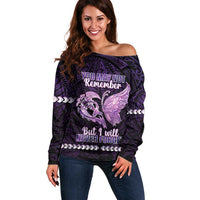 Personalised Alzheimer's Awareness Off Shoulder Sweater You May Not Remember But I Will Never Forget LT05 Women Purple - Polynesian Pride