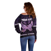 Personalised Alzheimer's Awareness Off Shoulder Sweater You May Not Remember But I Will Never Forget LT05 - Polynesian Pride