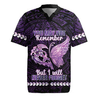 Personalised Alzheimer's Awareness Rugby Jersey You May Not Remember But I Will Never Forget LT05 Purple - Polynesian Pride