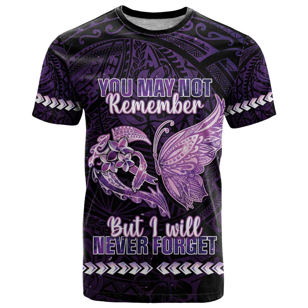 Personalised Alzheimer's Awareness T Shirt You May Not Remember But I Will Never Forget LT05 Purple - Polynesian Pride