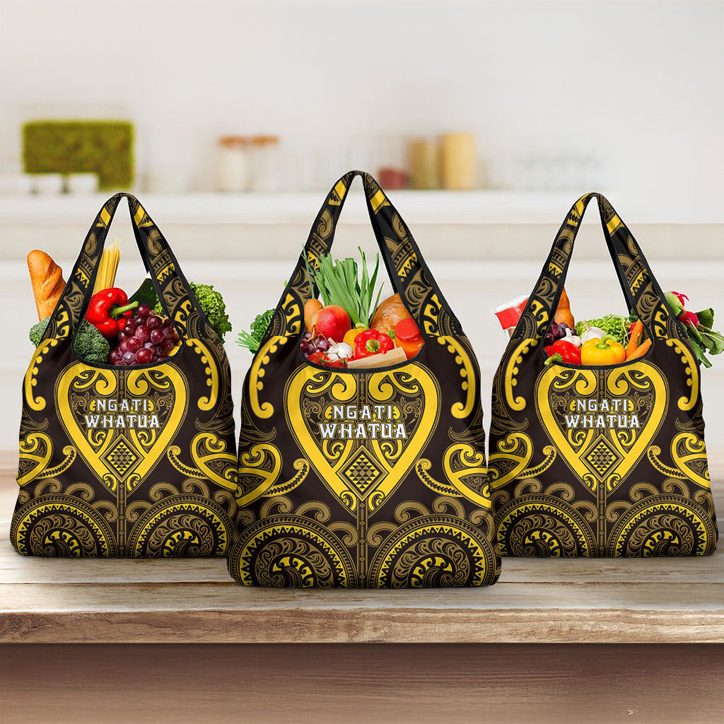 Aotearoa Ngati Whatua Grocery Bag Maori Tribal Pattern LT05 3-pack One Size Yellow - Polynesian Pride