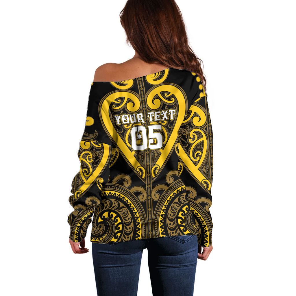 Custom Aotearoa Ngati Whatua Off Shoulder Sweater Maori Tribal Pattern LT05 - Polynesian Pride