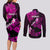 Hawaii Maui Couples Matching Long Sleeve Bodycon Dress and Long Sleeve Button Shirts Polynesian Fish Hook Hibiscus Pink Version LT05 - Polynesian Pride