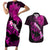 Hawaii Maui Couples Matching Short Sleeve Bodycon Dress and Hawaiian Shirt Polynesian Fish Hook Hibiscus Pink Version LT05 Pink - Polynesian Pride