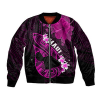 Personalized Hawaii Maui Bomber Jacket Polynesian Fish Hook Hibiscus Pink Version LT05 Unisex Pink - Polynesian Pride
