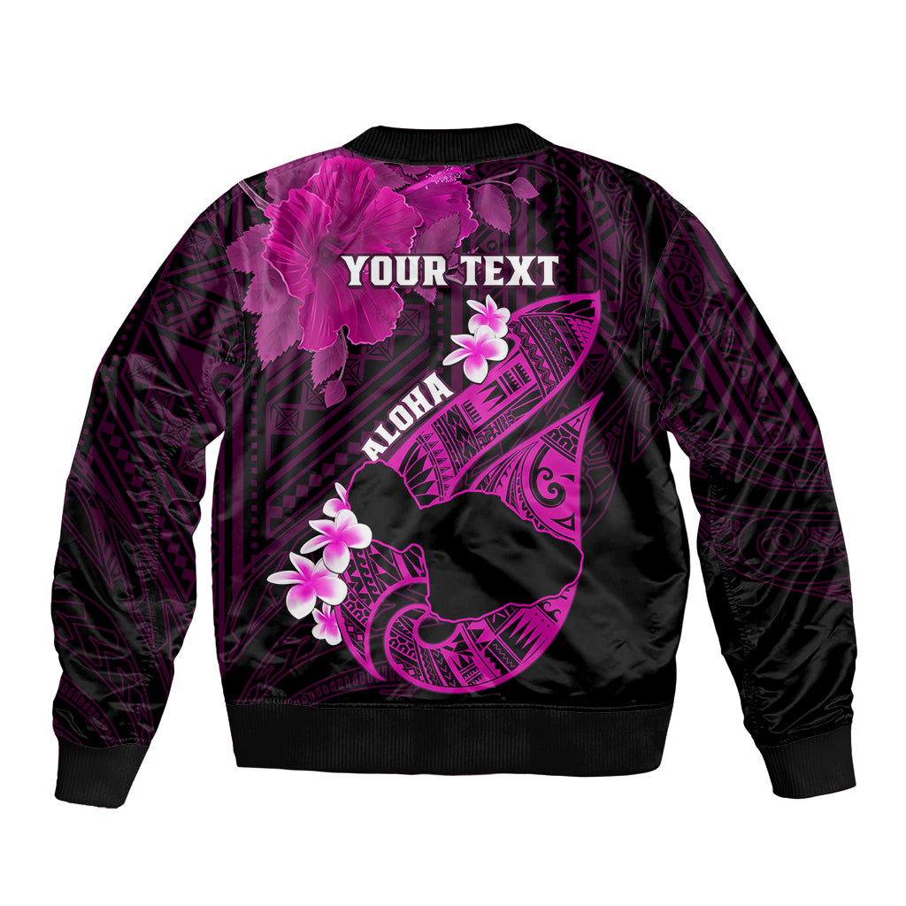 Personalized Hawaii Maui Bomber Jacket Polynesian Fish Hook Hibiscus Pink Version LT05 - Polynesian Pride