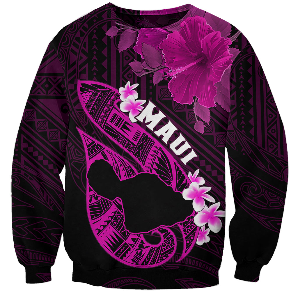 Personalized Hawaii Maui Sweatshirt Polynesian Fish Hook Hibiscus Pink Version LT05 Unisex Pink - Polynesian Pride