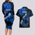 Hawaii Maui Couples Matching Long Sleeve Bodycon Dress and Hawaiian Shirt Polynesian Fish Hook Hibiscus Blue Version LT05 - Polynesian Pride