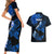 Hawaii Maui Couples Matching Short Sleeve Bodycon Dress and Hawaiian Shirt Polynesian Fish Hook Hibiscus Blue Version LT05 - Polynesian Pride