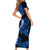 Hawaii Maui Short Sleeve Bodycon Dress Polynesian Fish Hook Hibiscus Blue Version LT05 - Polynesian Pride