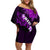 Hawaii Maui Off Shoulder Short Dress Polynesian Fish Hook Hibiscus Purple Version LT05 Women Purple - Polynesian Pride